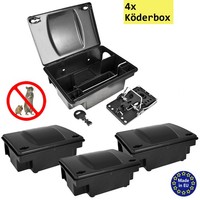 4X Rattenfalle KöDerbox MäUsefalle KöDerstation Mit Schlagfalle Schwarz Petigi