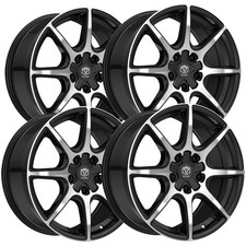 Set Of 4 Edge Street 357mb 17x7.5 5x1005x4.5 40mm Blackmachined Wheels Rims Set Of 4 Edge Street 357mb 17x7.5 5x1005x4.5 40mm Blackmachined Wheels Rims
