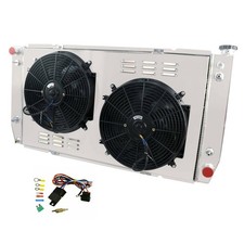 4 Row Radiator Shroud Dual Fans 34x19 88-00 Chevy GMC C/K 1500-3500 7.4L 454 V8