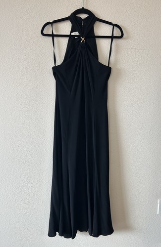 VTG 90s Silks By St. Gillian Black Cross Neck Maxi Dress Union Made Size 8 - Bild 7 von 15