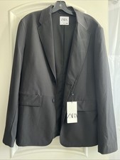 Zara Comfort Performance Black Two Button Blazer Sz Medium