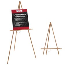 U.S. Art Supply 64" Wooden Easel Stand - Adjustable A-Frame Tripod for Painting,