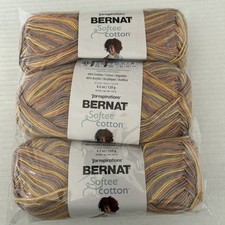 Bernat Softee Cotton Yarn-Golden Haze 3 Skeins Free Shipping