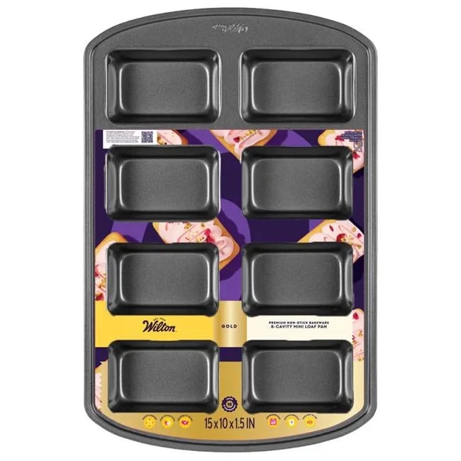 Wilton 6089591 10 x 15 in. Gold Mini Loaf Pan Black