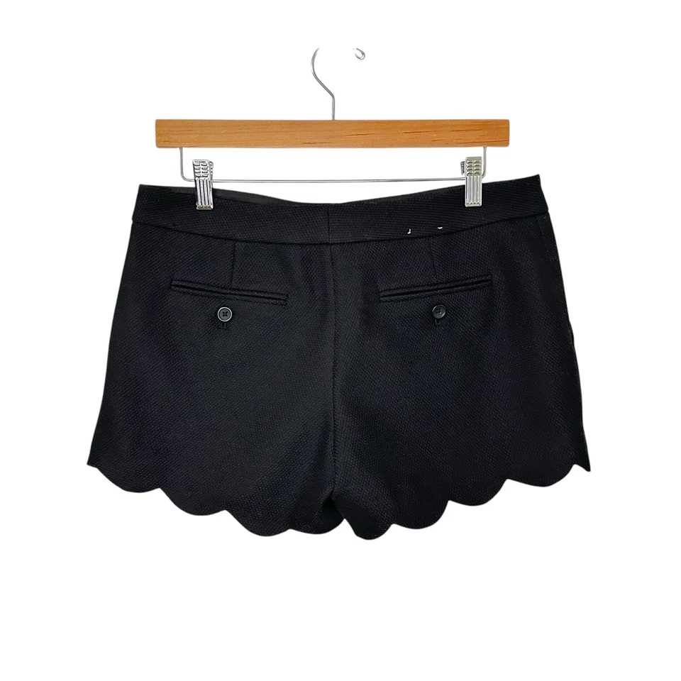 Club Monaco Womens Textured Scalloped Hem Chino Shorts Size 04 Black - Image 2 of 4