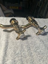 Vintage pegler England hot and cold brass basin taps set
