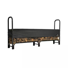 8 Ft. D X 3 Ft. H X 1 Ft. W Firewood Rack with Black Powder-Coated Finish and 2-