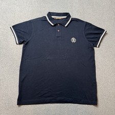 Roberto Cavalli Polo Shirt Mens Medium Blue Cotton Designer Made in Italy Formal