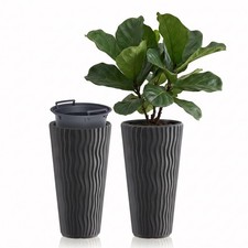 Tall Plant Pots with Inserts Weather Resistant Slim Flower Planters