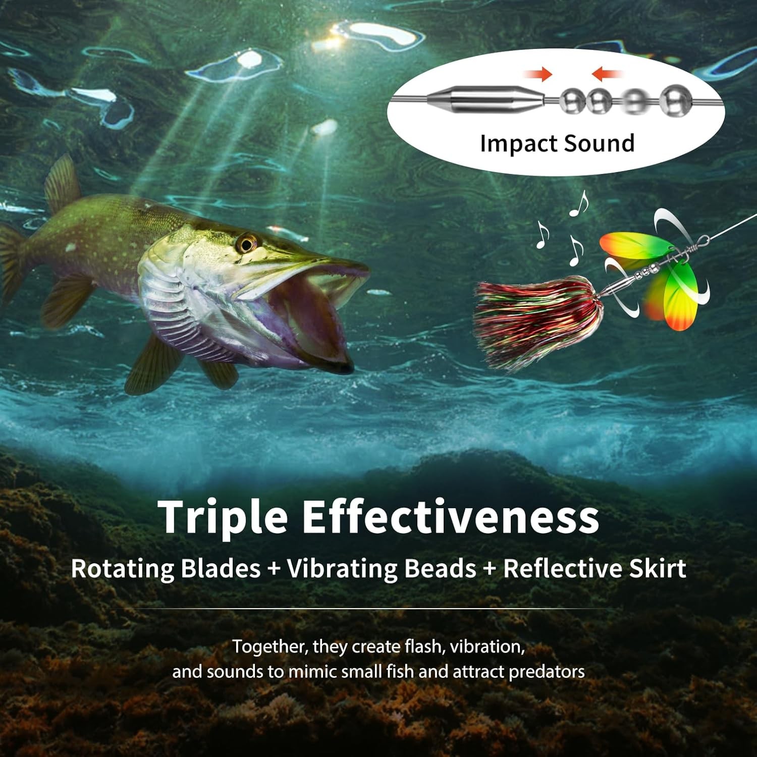 3PCS Premium Bass Fishing Buzzbait Kit Multicolor Swimbaits Hard Metal Lures US - Image 4