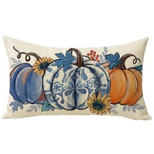 Fjfz Fall Chinoiserie Pumpkin Lumbar Decorative Throw Pillow Cover 12 x 20