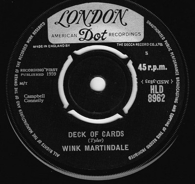 Wink Martindale - Deck Of Cards - Used Vinyl Record 7 - G12170z