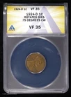 1924-D 1C Lincoln Wheat Cent ANACS VF 35 | Error Rotated Dies 75 Degrees CW