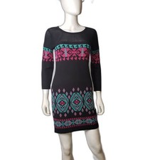 FLYING TOMATO Black Aztec Print Sweater Dress Womens Size Medium