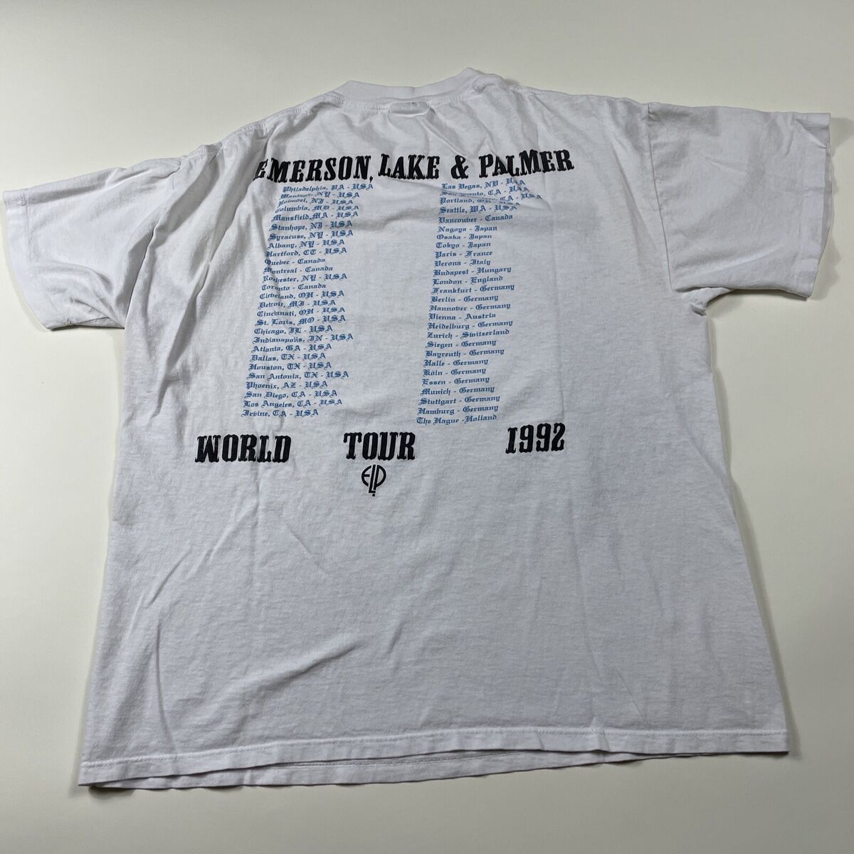 Vintage 1992 EMERSON LAKE & PALMER WORLD TOUR T-SHIRT XL ELP Vintage 1992 EMERSON LAKE & PALMER WORLD TOUR T-SHIRT XL ELP