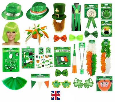 ST. PATRICK`S DAY KOSTÜM ACCESSOIRE IRISCHES KLEE GOLD PARTY SET PAKET