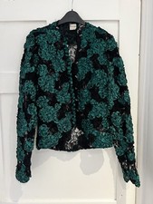 Krizia Appliqué Green Black Floral Lace Jacket Uk8-10 Rare Vintage 90’s