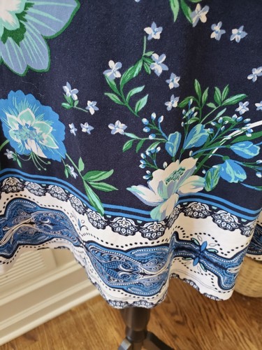 NewYork & Co. Women Blue Floral Cotton BoatNeck Short Sleeve Knee Length Dress M - Bild 3 von 11