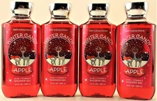 QTY 4 - Bath & Body Works WINTER CANDY APPLE Hair Face Body Wash Shower Gel 10oz
