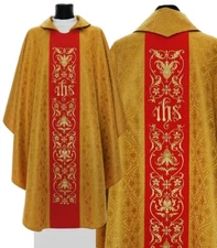 Gold/red Gothic Chasuble with stole 518-GC16 Vestment Casulla Dorada/roja Casula