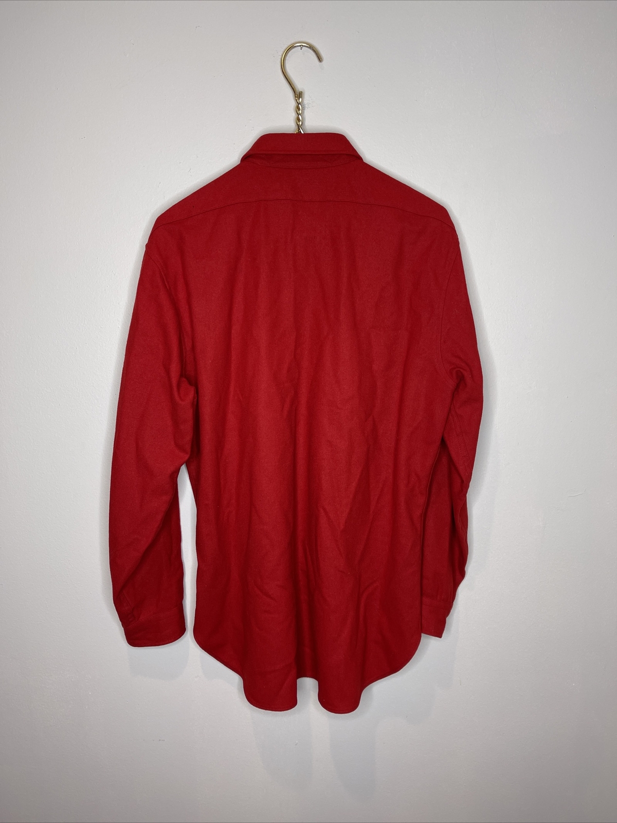 Mens Vintage Pendleton Solid Red Wool Long Sleeve… - image 2