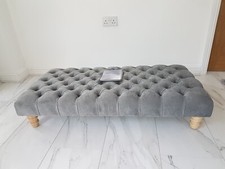 Reception room Coffee Table Deep Cushioned Buttons Pouffee Bench In Naple Fabric