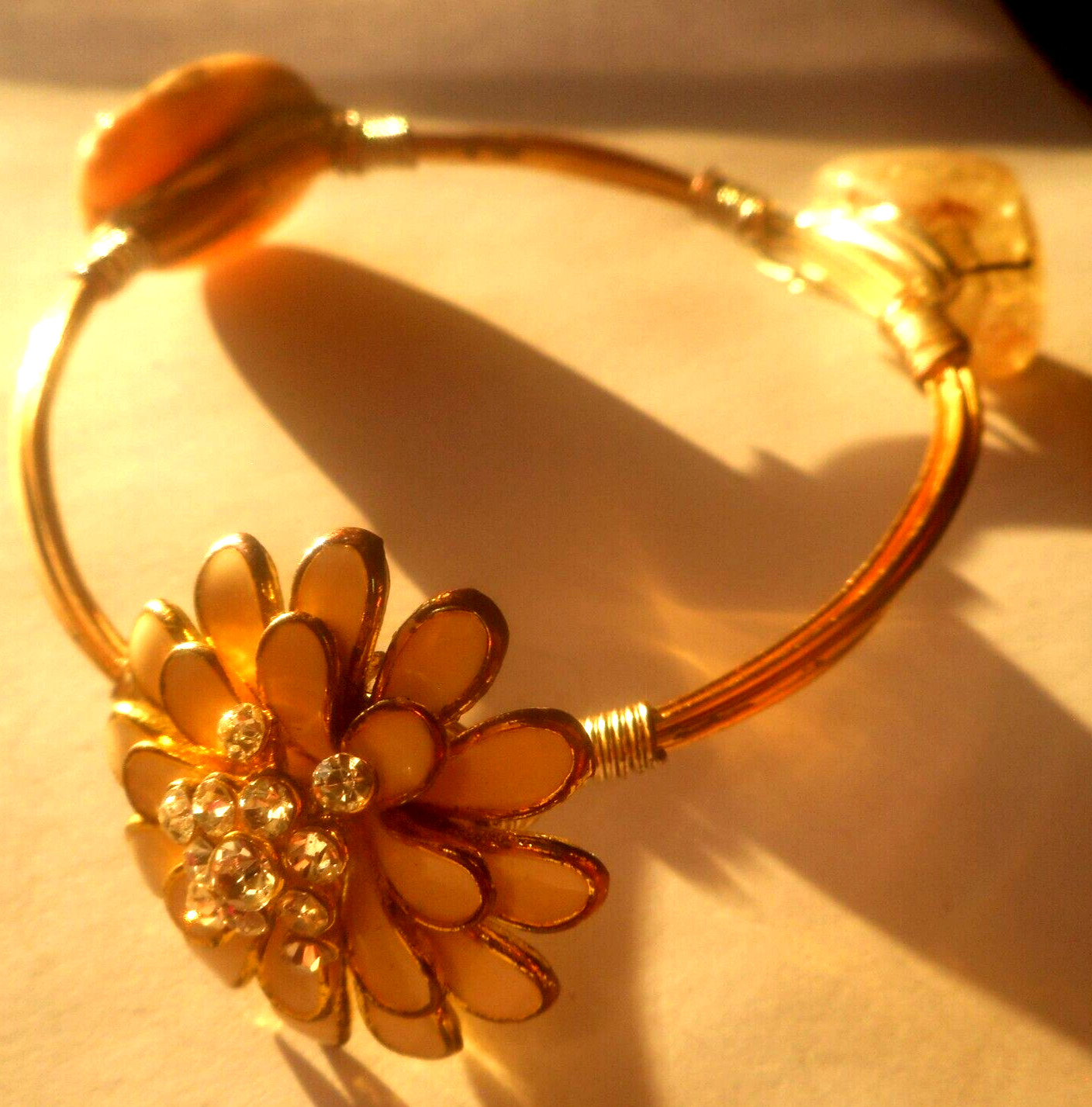 Artisan Wire Stackable Bangle Bracelet Gemstone E… - image 1