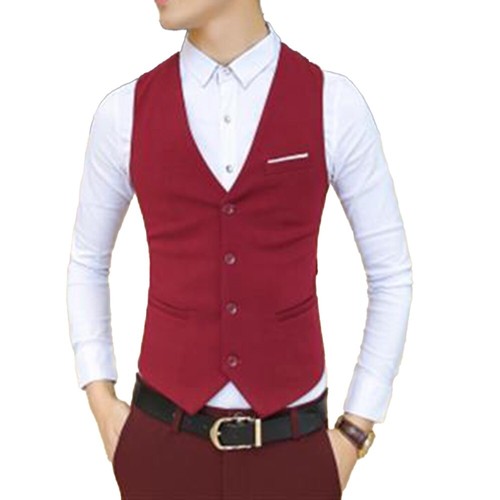 Hommes Gilet Habillé Affaires Costume Slim Mariage Décontracté Gris/Noir/Bleu - Imagen 7 de 31