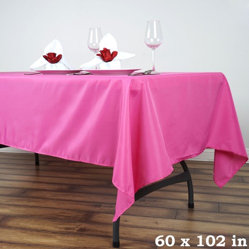 5 FUCHSIA 60x102 RECTANGLE POLYESTER TABLECLOTHS Wedding Decorations - Picture 3 of 8