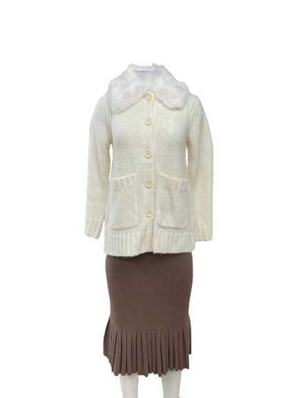 KATE SPADE NEW YORK COLLAR CARDIGAN CREAM