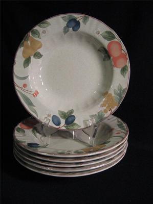 MIKASA COUNTRY CLASSICS DC 014 FRUIT PANORAMA RIMMED SOUPS - SIX