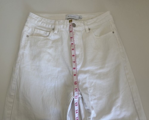 Witchery Women's White, High Rise, Straight Distressed Mom Jeans - Size 8 - Picture 10 of 11