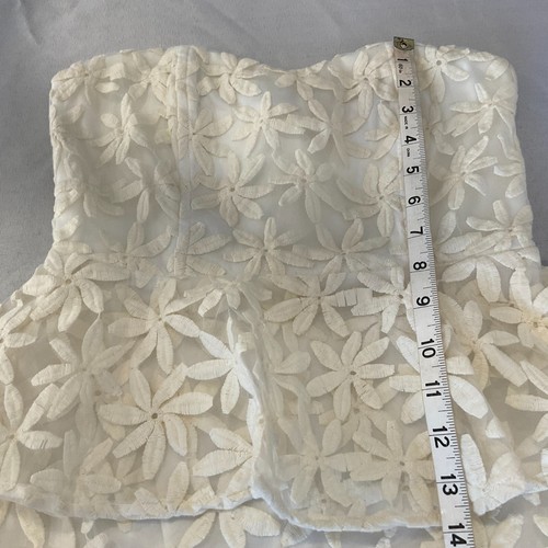 Pins and Needles Mini Dress Strapless Cream Peplum Womens Size 0 Floral - Picture 8 of 12