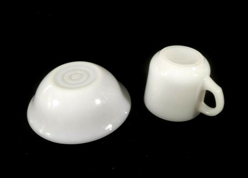 Vintage Federal Glass Milk Glass 4 7/8" Bowl and Toddler Size Mug - Picture 2 of 11