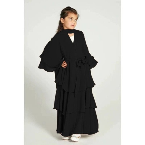 Child Dubai Abaya Muslim Kids Girls Ruffle Maxi Dress Kaftan Islamic Ramadan New - Picture 17 of 26