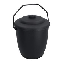 Coal Bucket & Lid Black Plastic Ash Tidy Bin Coal Carry Fire Log Burner Kindling
