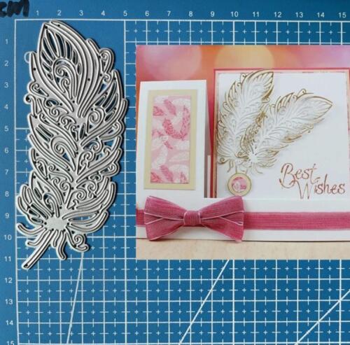 Feather Metal Cutting Dies Scrapbooking Paper Card Embossing Album Stencil Craft - Foto 1 di 3