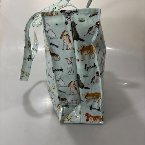Bolso de Hombro Harrods Azul Claro Perros Huesos Mascotas Tela Recubierta NUEVO - Imagen 4 de 8
