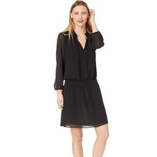 J. Crew Black Smocked Tie-Front Dress, Size M
