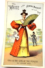 This is The Girl of the Period This White is the Sewing M  Victorian Trade Card