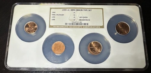 1999 Lincoln Cent 1c Mint Error Type Set Off Center Broadstruck NGC Large Slab