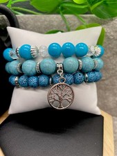 3 PC Handmade Boho Beaded Stackable 6.5  Plus Stretch Bracelet Set New B1317