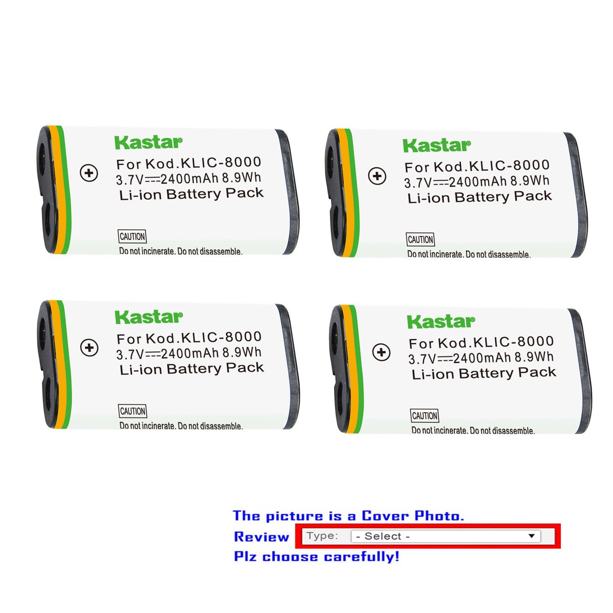 Kastar Replacement Battery for Kodak KLIC-8000 & Kodak Z1015 IS Kodak Z1085  IS Compatible for Kodak、for KLIC-8000 バッテリー DB-50 Z1012 Z1015 Z1085 Z