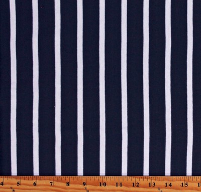 Interlock Knit Navy and White Stripes Striped 60'' Fabric by the Yard D447.18