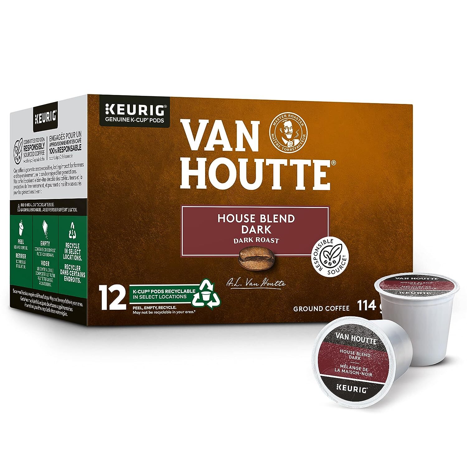 Van Houtte House Blend DARK Coffee 24 to 144 Keurig K cups Pick Size FREE SHIP