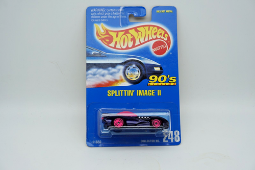 1992 Hot Wheels Blue Car #248 Splittn' Image II Pink UH Spoke Wheels
