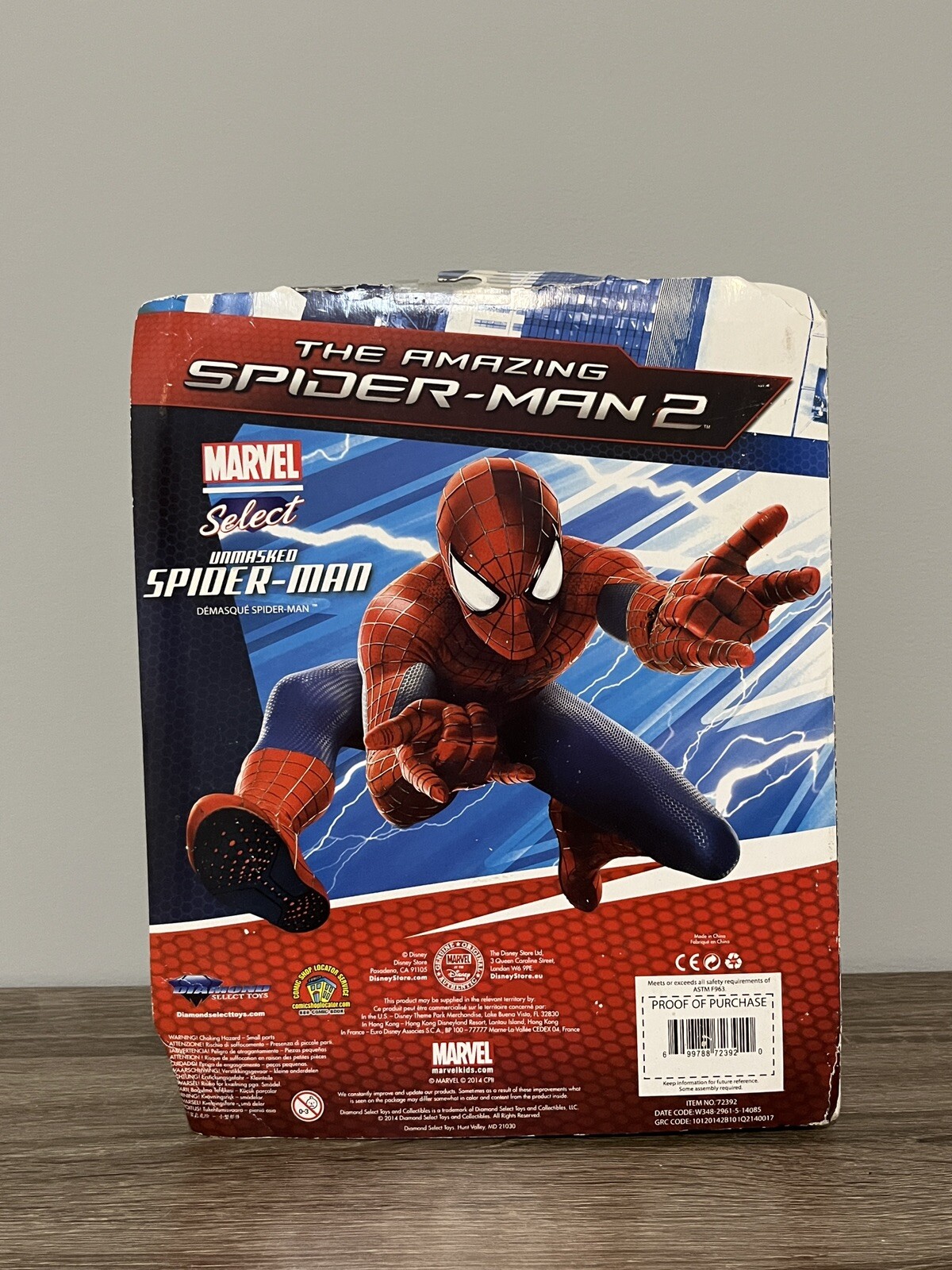 Marvel Select 2012 UNMASKED SPIDER-MAN Figure 7" Andrew Garfield Disney READ