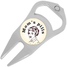 Moms Pills Golf Ball Marker Divot Repair Tool Bottle Opener