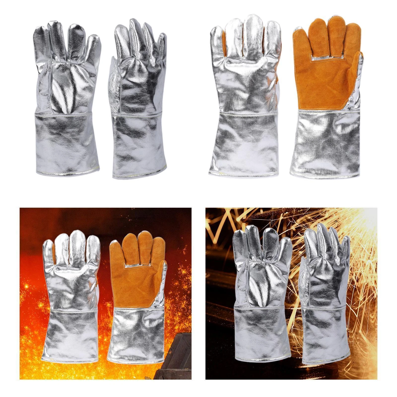 High Temperature Aluminized Gloves Heat Insulation Portable Welding Gloves