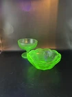 2 Vaeline Green Depression Glass Ice Cream Desert Bowls Dish Glows Backlight VTG